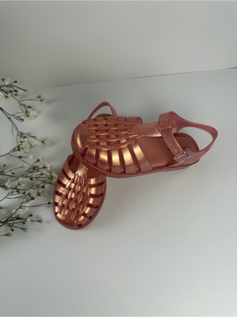 Mini Melissa Pink Glitter Jelly Sandals Toddler Size 13 - Picture 3 of 13